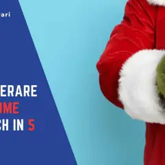 Un Babbo Natale con la mano verde del Grinch tiene un pacco regalo. Il testo suggerisce come superare la sindrome del Grinch.