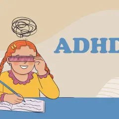 Bambina con righello sugli occhi, simbolo di difficoltà di concentrazione, uno dei sintomi dell'ADHD.
