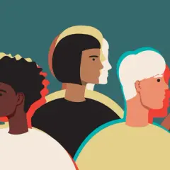 Figure stilizzate di persone con profili sovrapposti in colori vivaci. Sembra che non so più cosa sia reale.