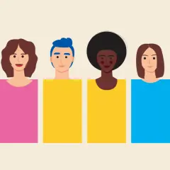 Un gruppo di persone diverse, che rappresenta cosa vuol dire pansessuale: amore per la persona, non per il genere.