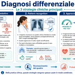 Le 3 strategie per la diagnosi differenziale: ipotetico-deduttiva, pattern recognition e bayesiana. Ogni metodo ha un significato specifico nel processo diagnostico.