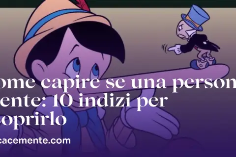 Pinocchio con il naso lungo, simbolo di come reagire alle bugie del partner. 10 indizi per scoprirle.