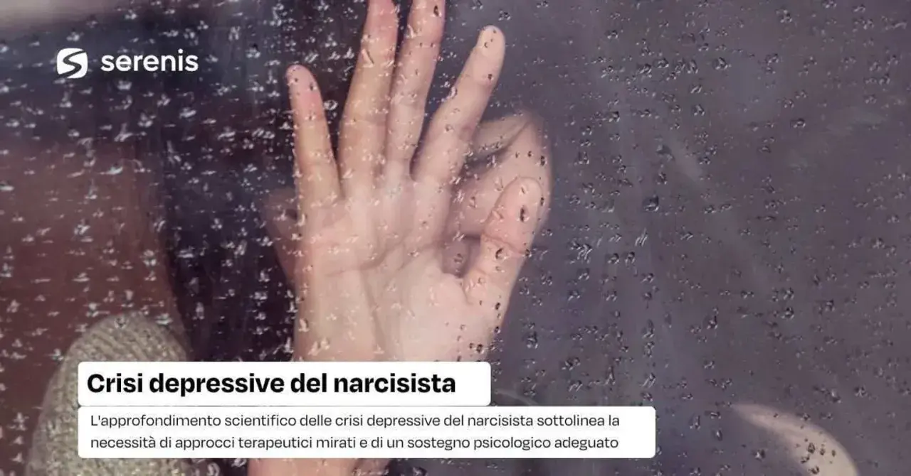 Mano appoggiata su un vetro bagnato di pioggia, evoca le crisi depressive del narcisista e la necessità di supporto.