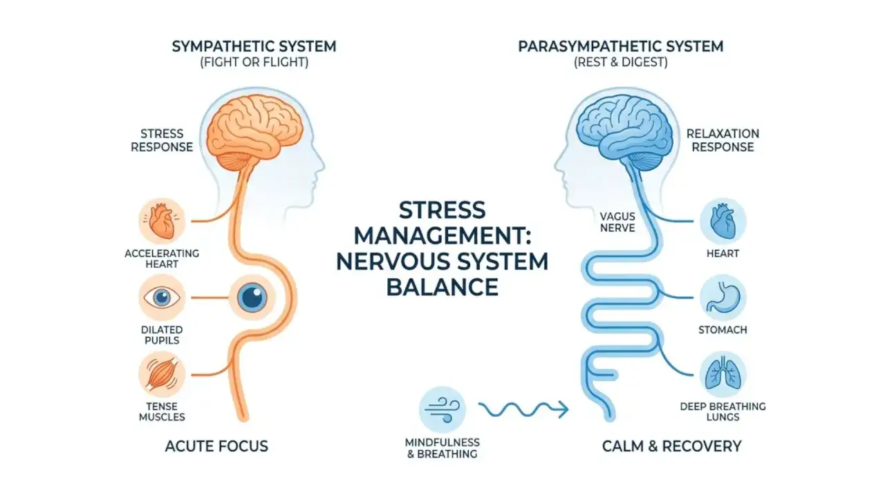 Sistema nervoso simpatico (lotta o fuga) vs. parasimpatico (riposo e digestione). Capire questo aiuta a gestire l'ansia senza motivo.