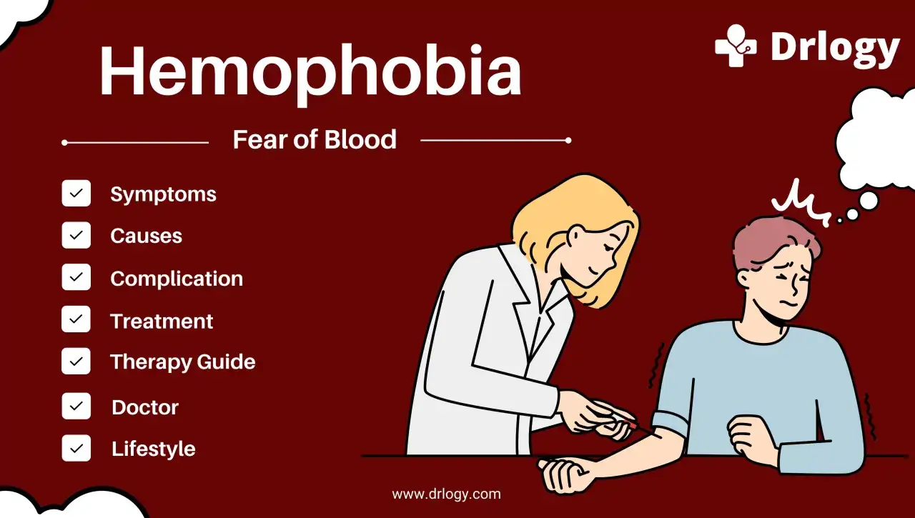 Emophobia, la paura del sangue, è illustrata con un paziente ansioso che riceve un'iniezione da un medico.