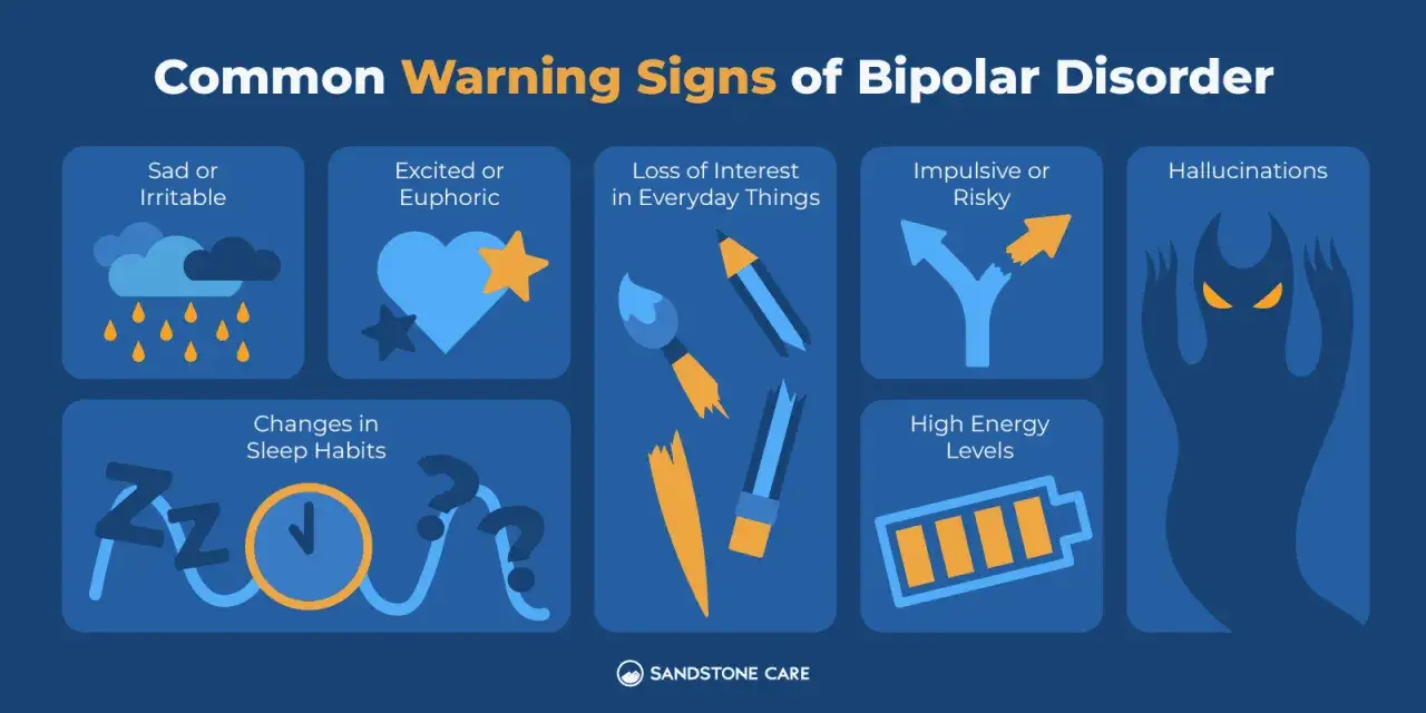 Segni comuni del disturbo bipolare: tristezza, euforia, perdita di interesse, impulsività, disturbi del sonno, alta energia, allucinazioni. Cosa fa arrabbiare un bipolare? Questi cambiamenti.