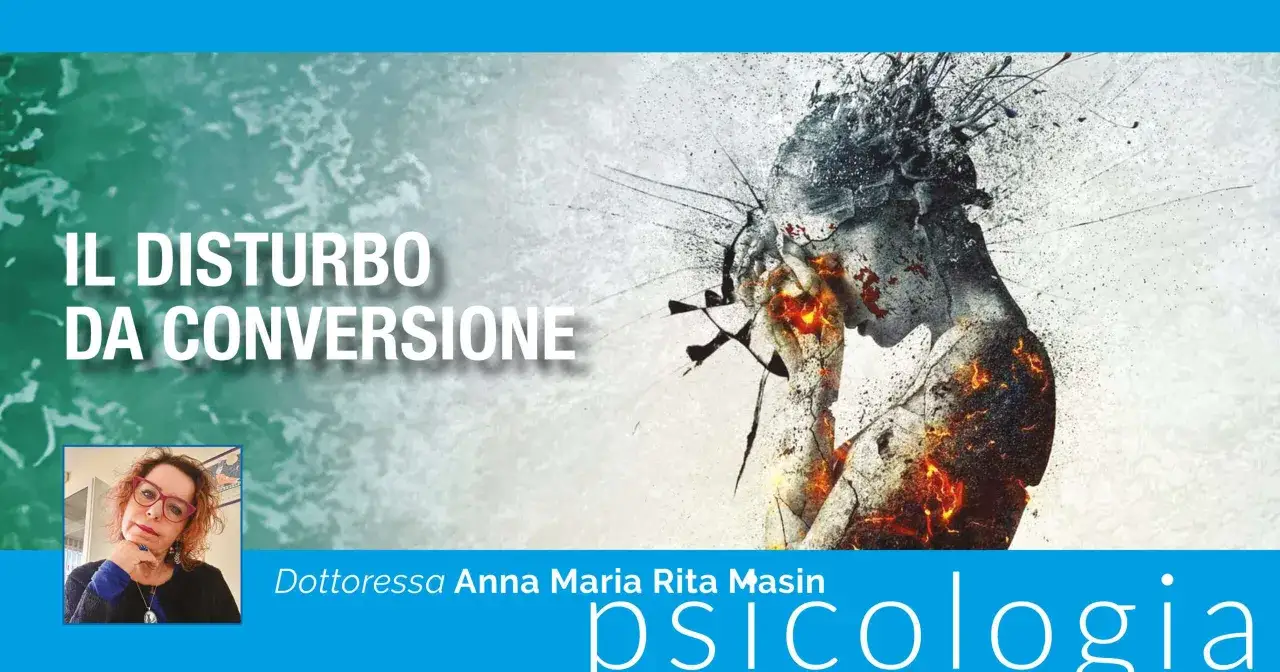 Il disturbo da conversione si guarisce. Immagine simbolica di una testa che si disintegra, con testo 